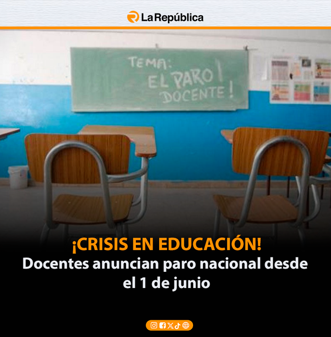 Docentes anuncian paro nacional desde  el 1 de junio - Cover Image
